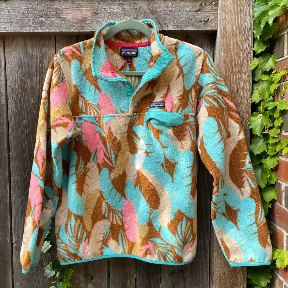 Patagonia Lightweight Synchilla Snap-T Fleece Pullover Feather Dance SZ M